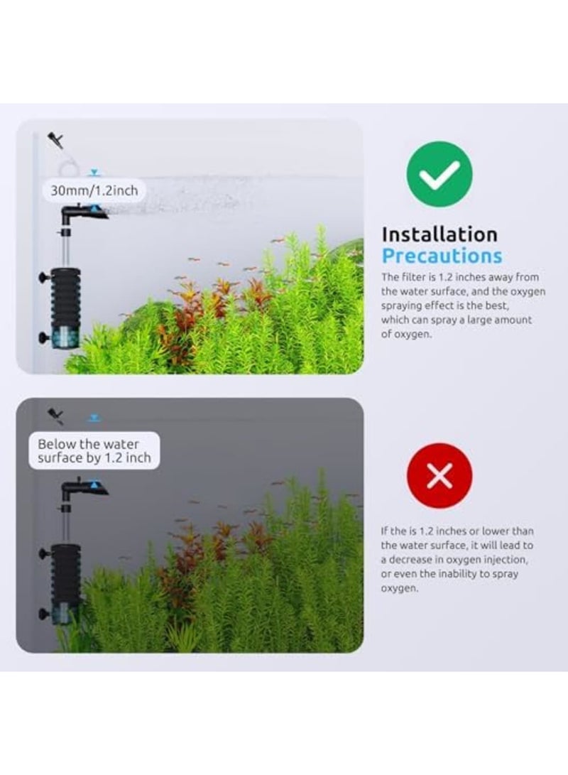 فلتر سرير سائل لأحواض السمك، فلتر إسفنجي بيولوجي صامت 3 في 1، مخرج ماء قابل للتعديل لأحواض سعة 10 إلى 30 جالون، فلتر غاطس متعدد الوظائف لدورة مياه فعالة - Image 5